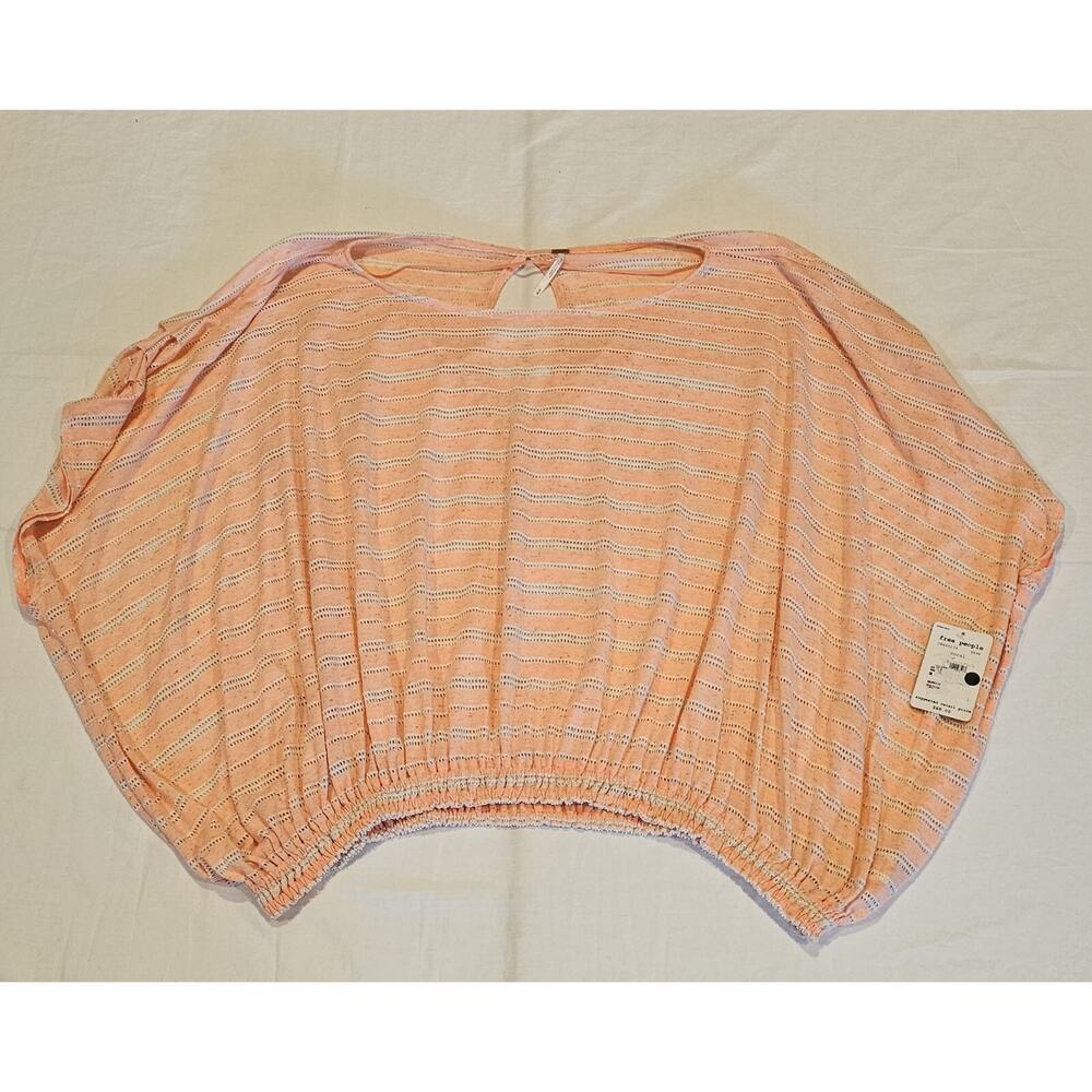 Free People Azalea Top Coral and White Stripe Dolman Oversized Size M NWT